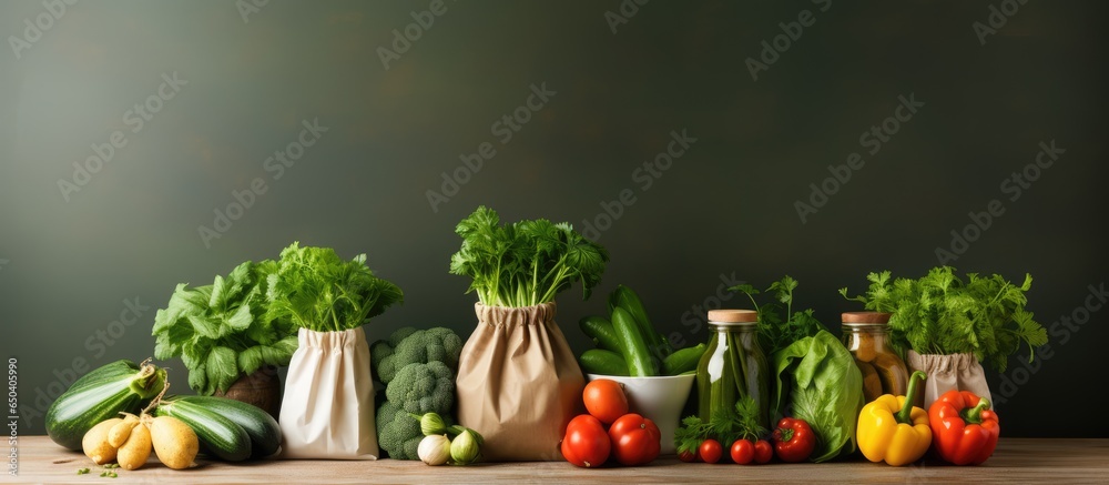 Organic food inside a reusable eco friendly bag