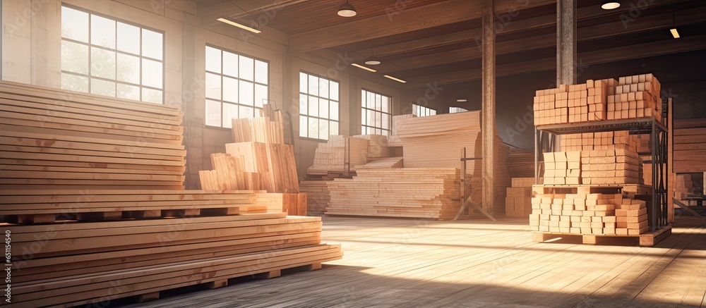 Diverse timber stock for construction and repair with delivery concept Illustrated in 3D