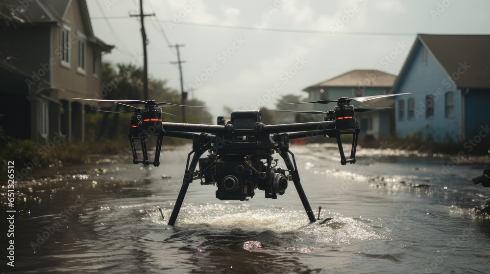 Drone working for scientists during hurricane.