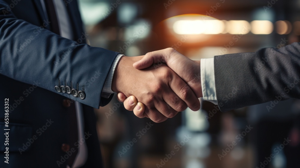 Networking: Handshake between two professionals in suits