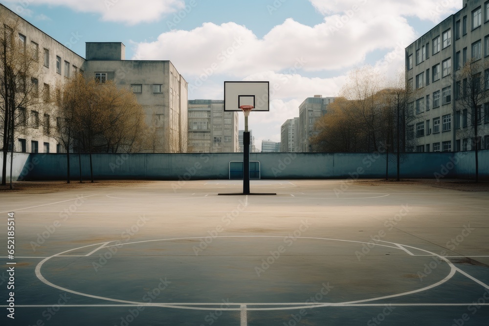 Empty urban basketball court.