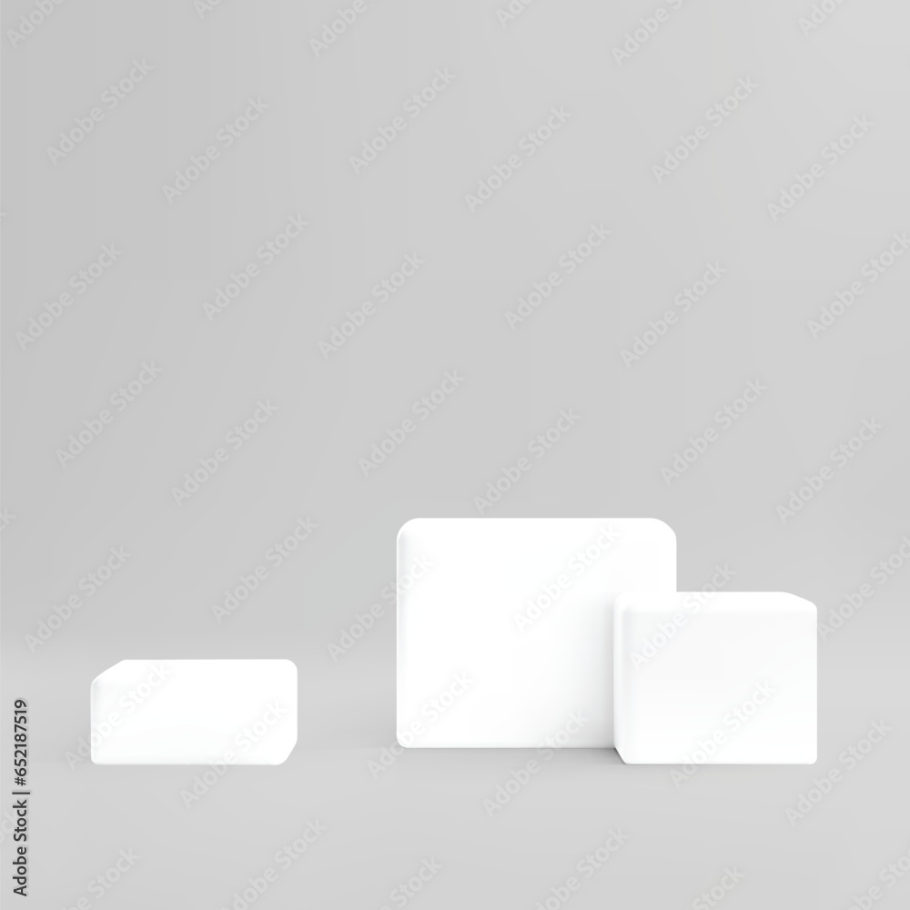 Cubes in 3d style, vector illustration on gray background.
