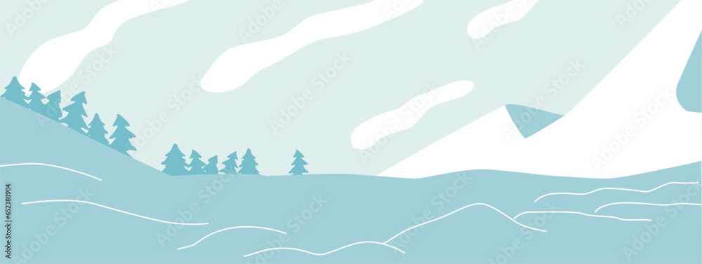 Tranquil Winter Landscape, Glistening Under A Blanket Of Snow. Trees Adorned With Frost, A Hushed World, Background