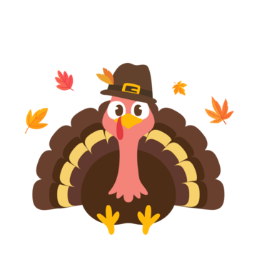 可爱的感恩节卡通火鸡和秋天的南瓜