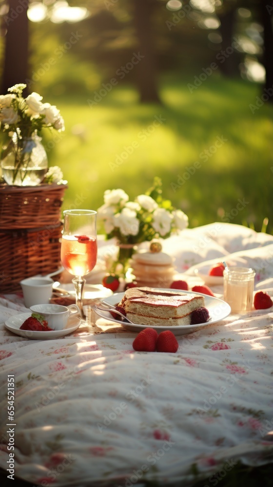 Picnic in the park. charming, relaxed, sweet, playful, natural