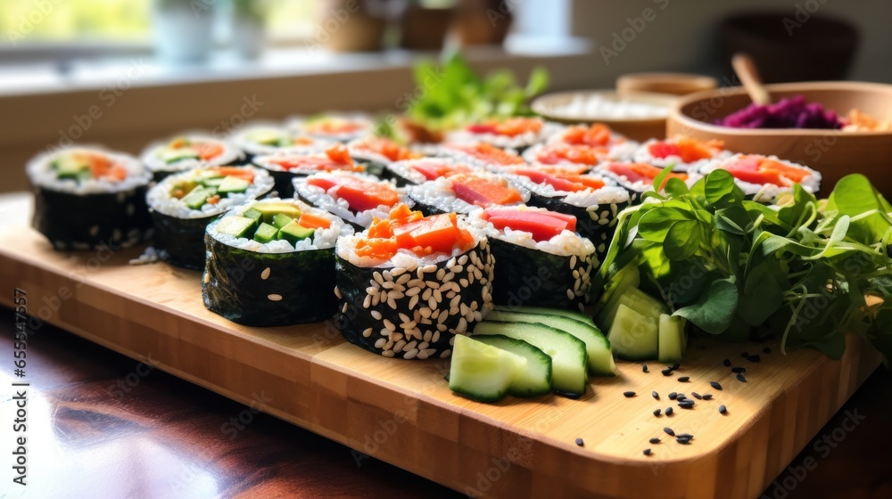 Vegan sushi. fresh delicate and flavorful