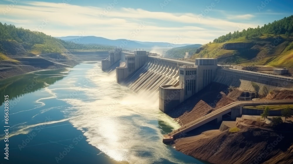 Hydroelectric dam, Sustainable and clean energy.