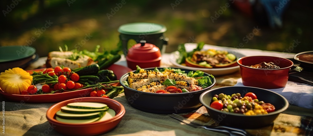 Range of outdoor meals for camping enjoyment