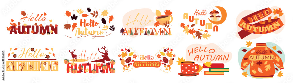 Set of autumn clipart on white background