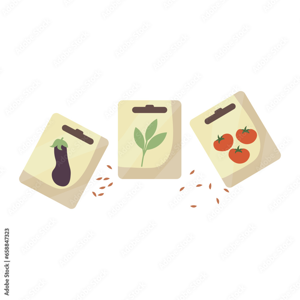 Packages of seeds for gardening on white background