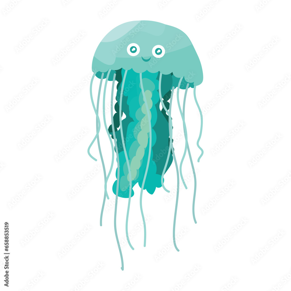 Cute jellyfish on white background