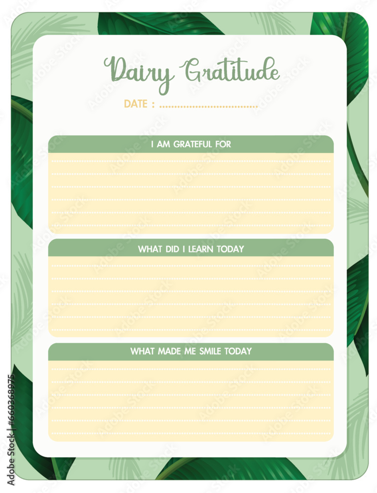 Gratitude Diary with Green Leaves