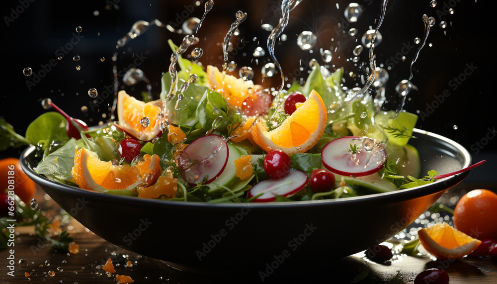 Freshness and nature in a bowl, a healthy vegetarian gourmet meal generated by AI