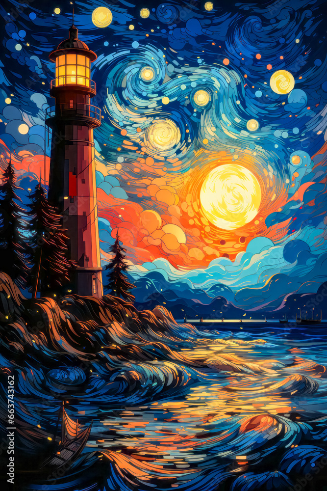 Image of lighthouse in the middle of the night.