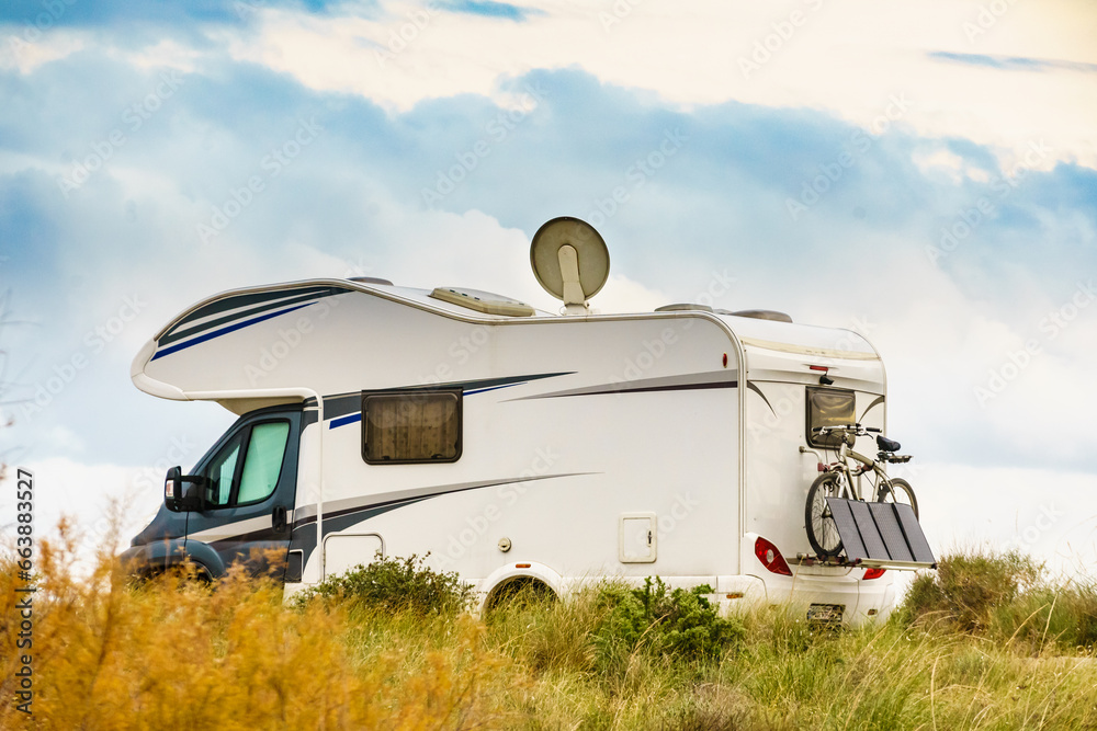 Caravan camping on nature