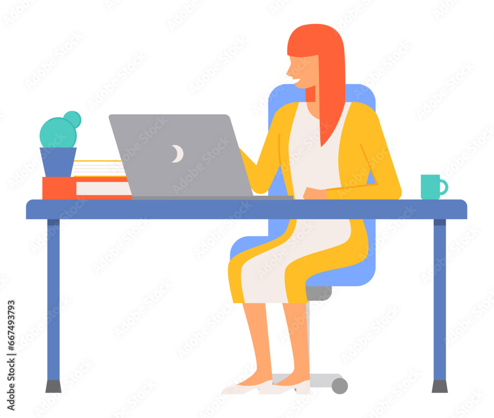 Office people worker. Vector illustration. Corporate management plays vital role in guiding and overseeing office operations Meetings provide platform for office workers to exchange ideas and discuss
