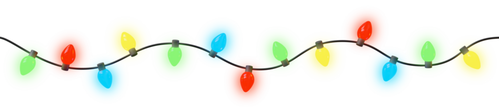 圣诞灯孤立在透明背景上。3D 插图。