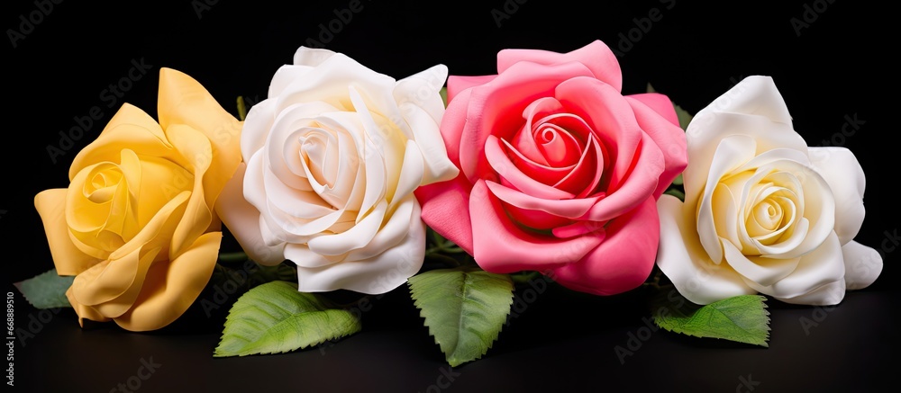 Flowers in shades of pink white and yellow