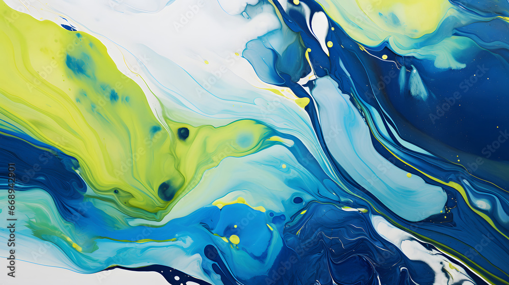 white, blue and yellow paint background with swirls on top, in the style of fluid formation