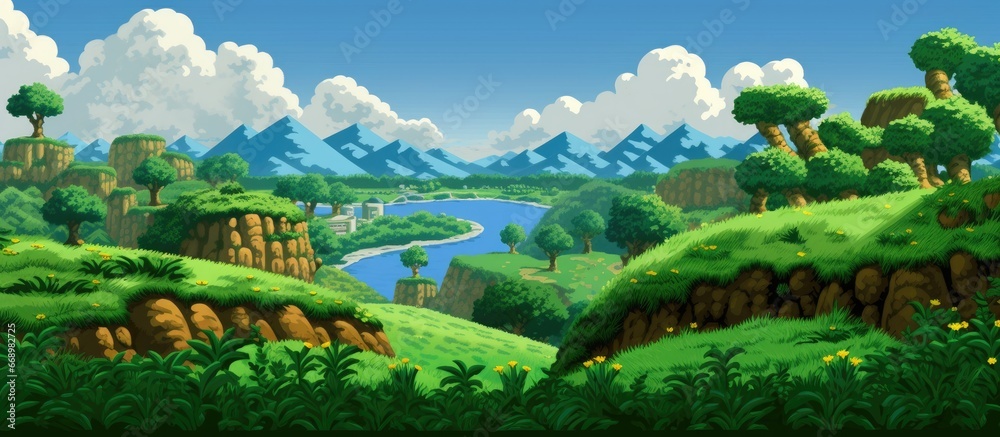 Green Hill Zone is the initial stage of Sonic the Hedgehog set in a vibrant and grassy environment