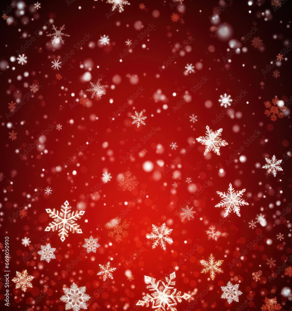 Red winter snowflakes background