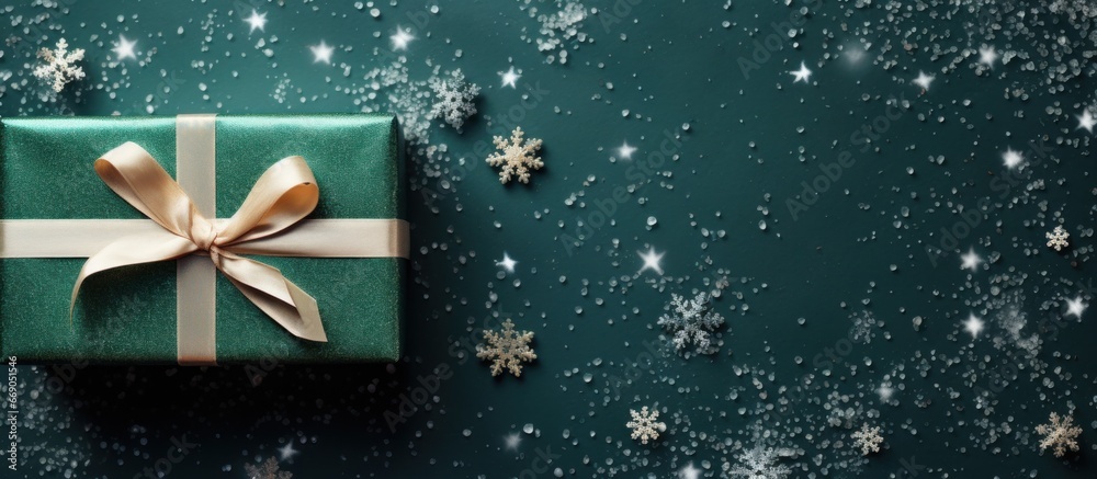 Christmas gift box on holiday background