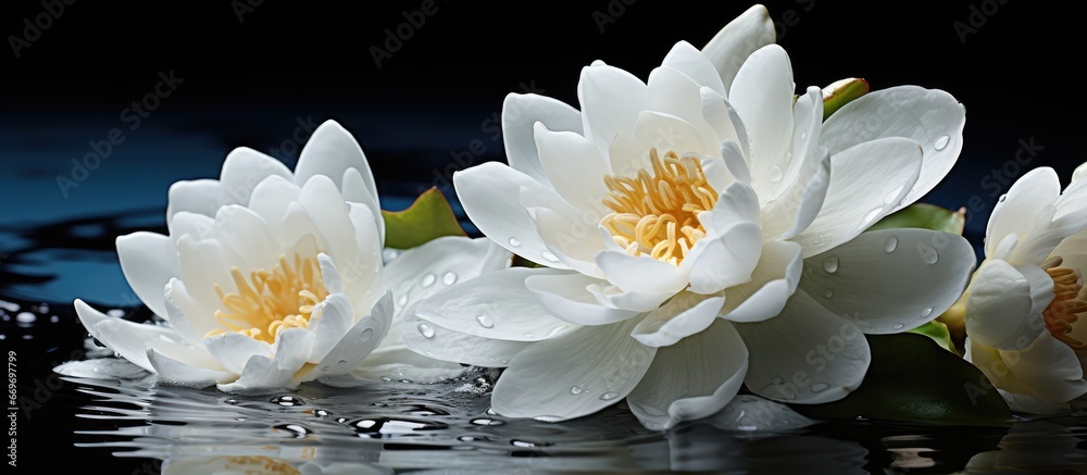 White water lily in pond