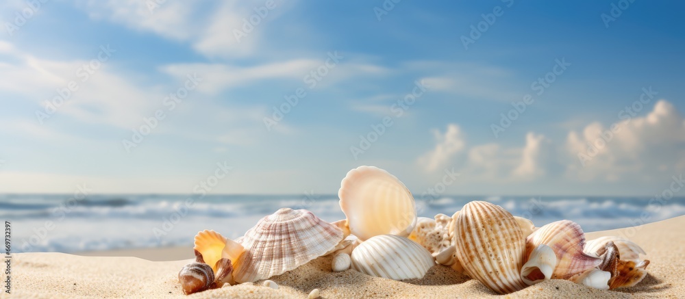 seashells on beach sand