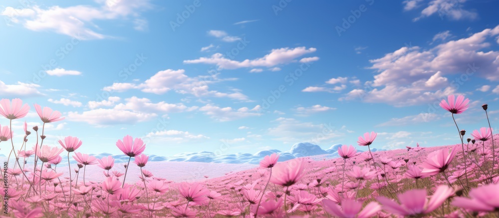 Field filled with pink flowers