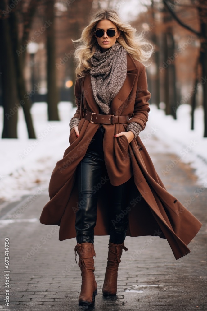 fashion winter outfits in brown colors