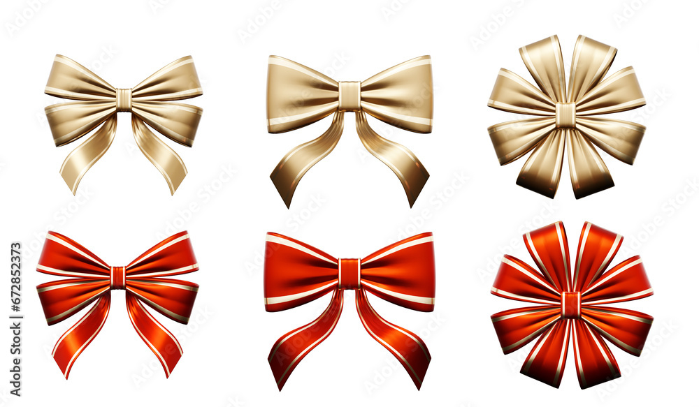 Bow and ribbon isolated on white background 3d render