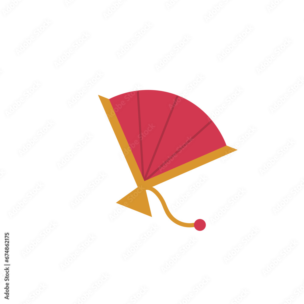 Red Chinese fan on white background
