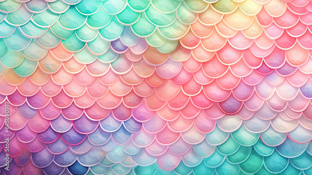 Abstract textured holographic background from leather surface, like mermaid or fish scales. Trendy multicolor texture with copy space. Celebration, holidays, fashion concept. Horizontal.