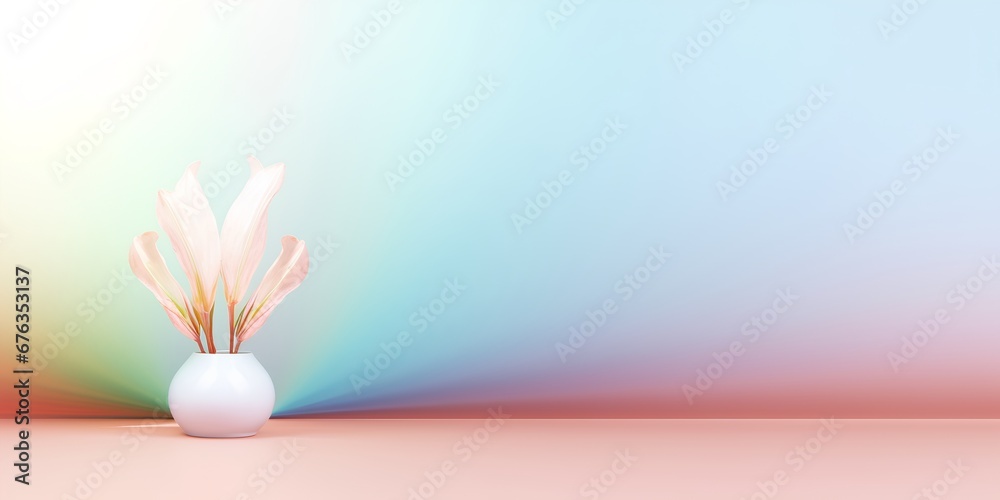 An image depicting the concept of holistic health and wellness, featuring a soothing pastel color gradient background that provides ample copy space for text or additional design elements.