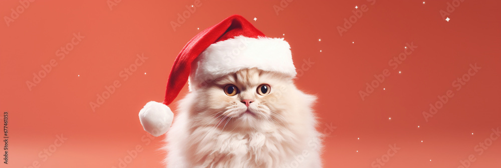 Cat in a Santa Claus costume for Christmas