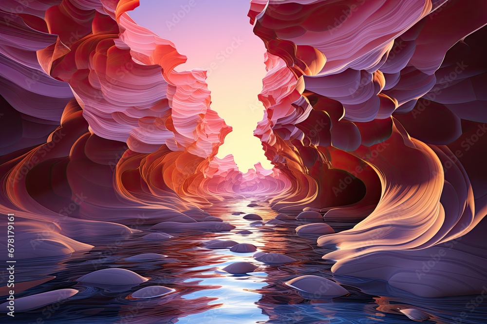 Colorful Canyon at Lower Antelope, Canyon in the desert antelope valley 3d render