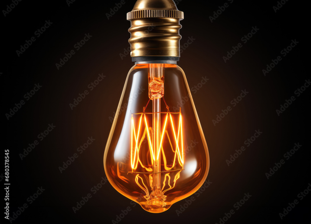 Glowing bulb on a black background.