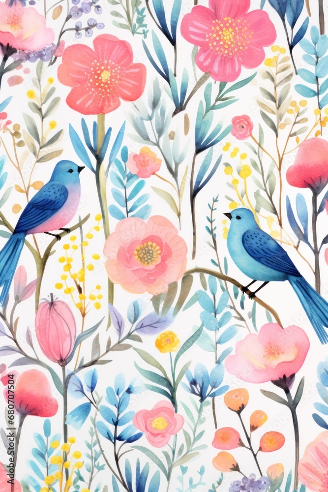 charming featuring watercolor birds and flowers