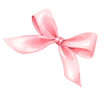 粉色丝带蝴蝶结水彩插画