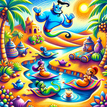 tropical island with palm trees