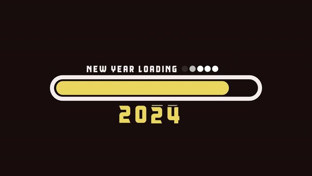 Loading 2023 to 2024 progress bar Alpha channel Animation. Happy new year 2024 welcome. Year changing from 2023 to 2024. end of 2023 and starting of 2024. Almost reaching New Year Wishes 2024.