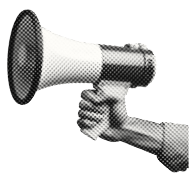 手持扩音器大声公孤立复古波普艺术半色调效果拼贴元素用于混合媒体点状纹理