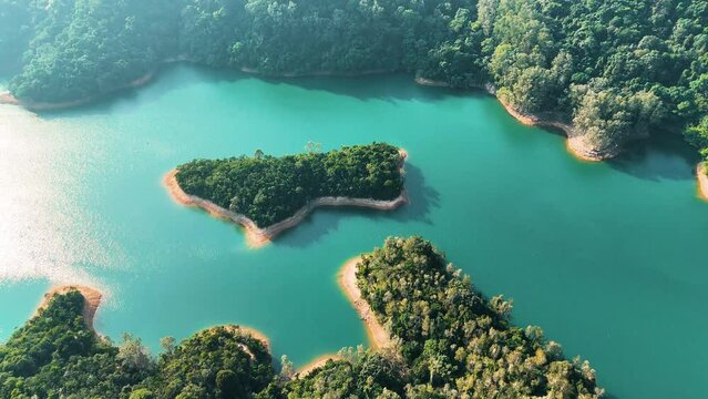 Aerial View of Hong Kong’s Natural Scenery around Shing Mun Reservoir