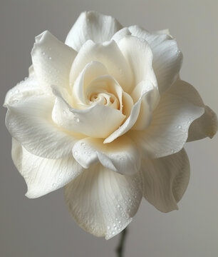 Fresh white gardenia flower, close-up.
