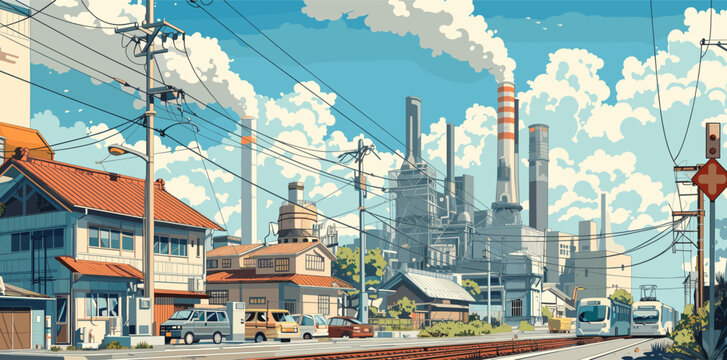 工业区与住宅区并列的景观