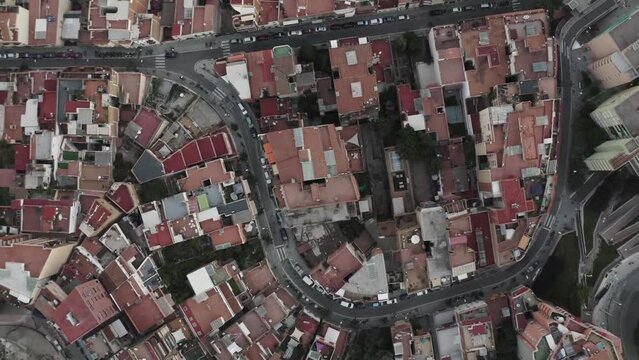 barcelona city aerial view, europe city landscape shot by drone