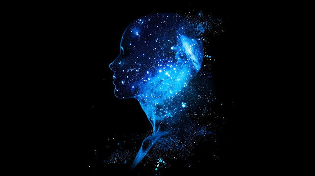 Cosmic Dreams - Portrait of a Person With Star-Filled Silhouette