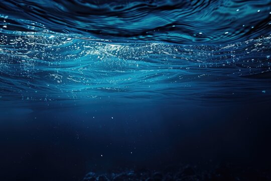 An underwater perspective of the ocean surface. Suitable for aquatic themes