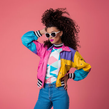 90 年代的时尚女孩，时尚肖像