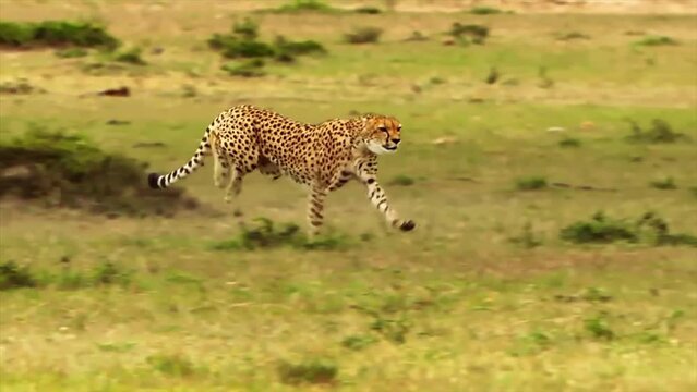 Cheetah Caught Running While Hunting